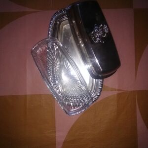 Vintage Butter Dish Silver on Copper